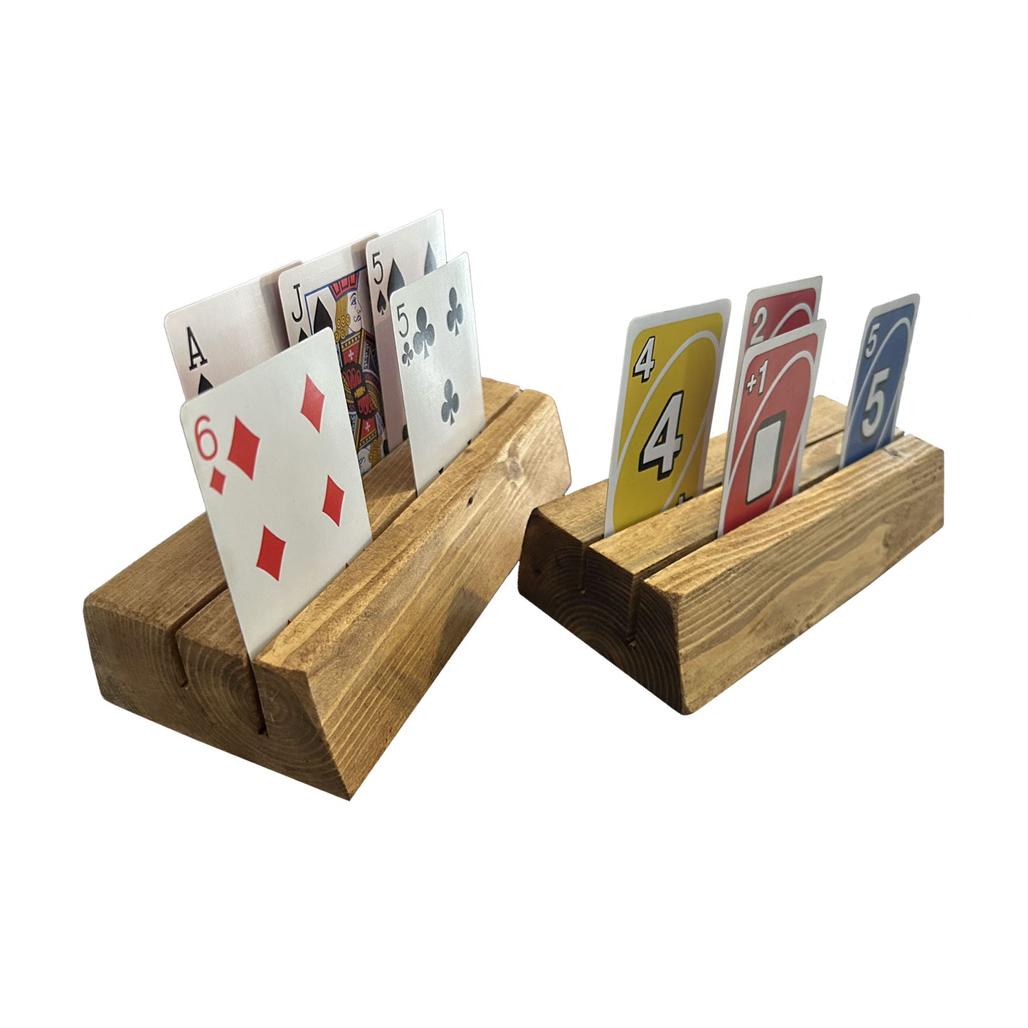 Double Slot Spruce Playing Card Holder without Vinyl