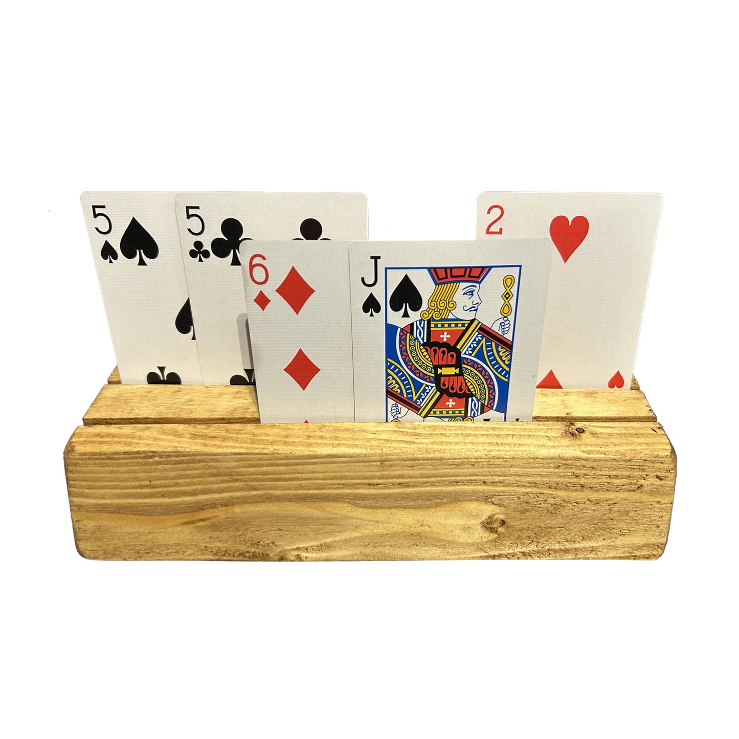 Double Slot Spruce Playing Card Holder with Vinyl