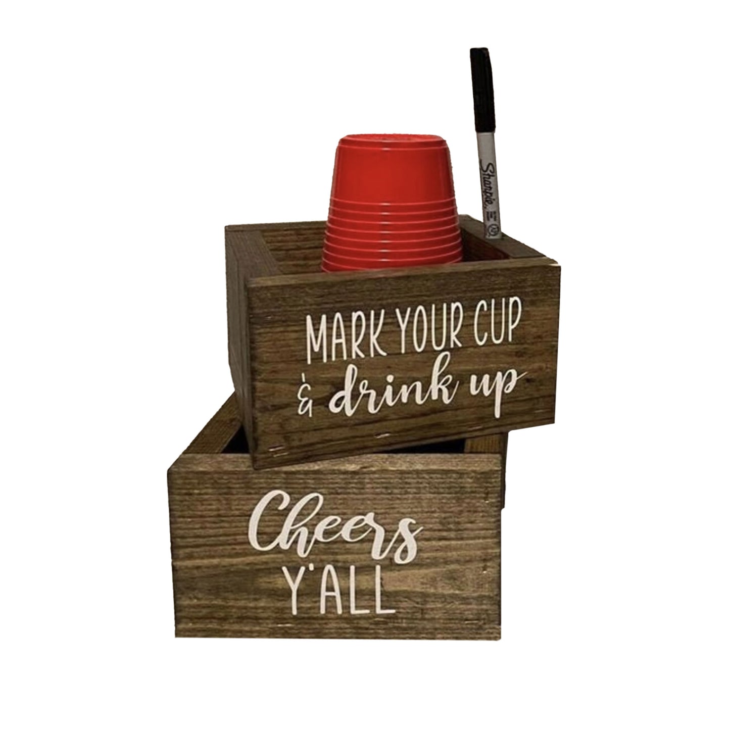 Large Pine Party Cup & Marker Stand